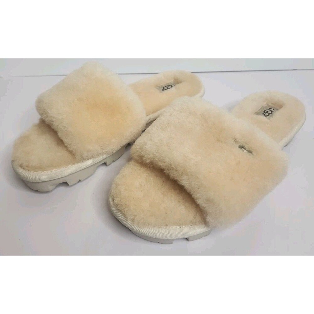 UGG Cozette Shearling Slide Sandals Cream Natural Women Size 5 NEW